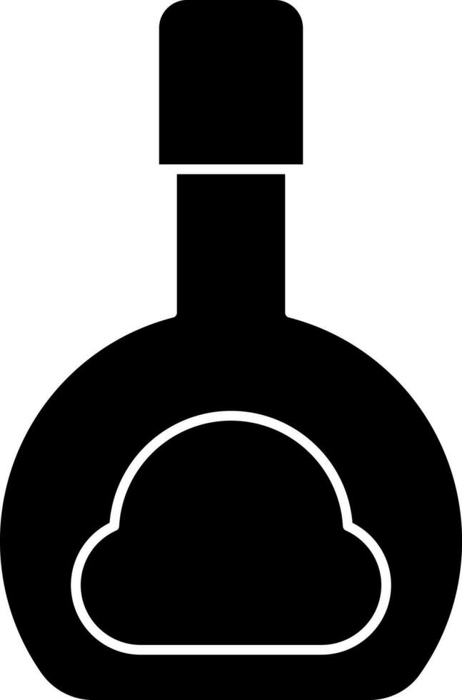 Black and White Bourbon Bottle Icon In Flat Style. vector