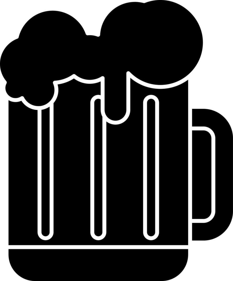 Black and White Beer Mug Icon in Flat Style. vector