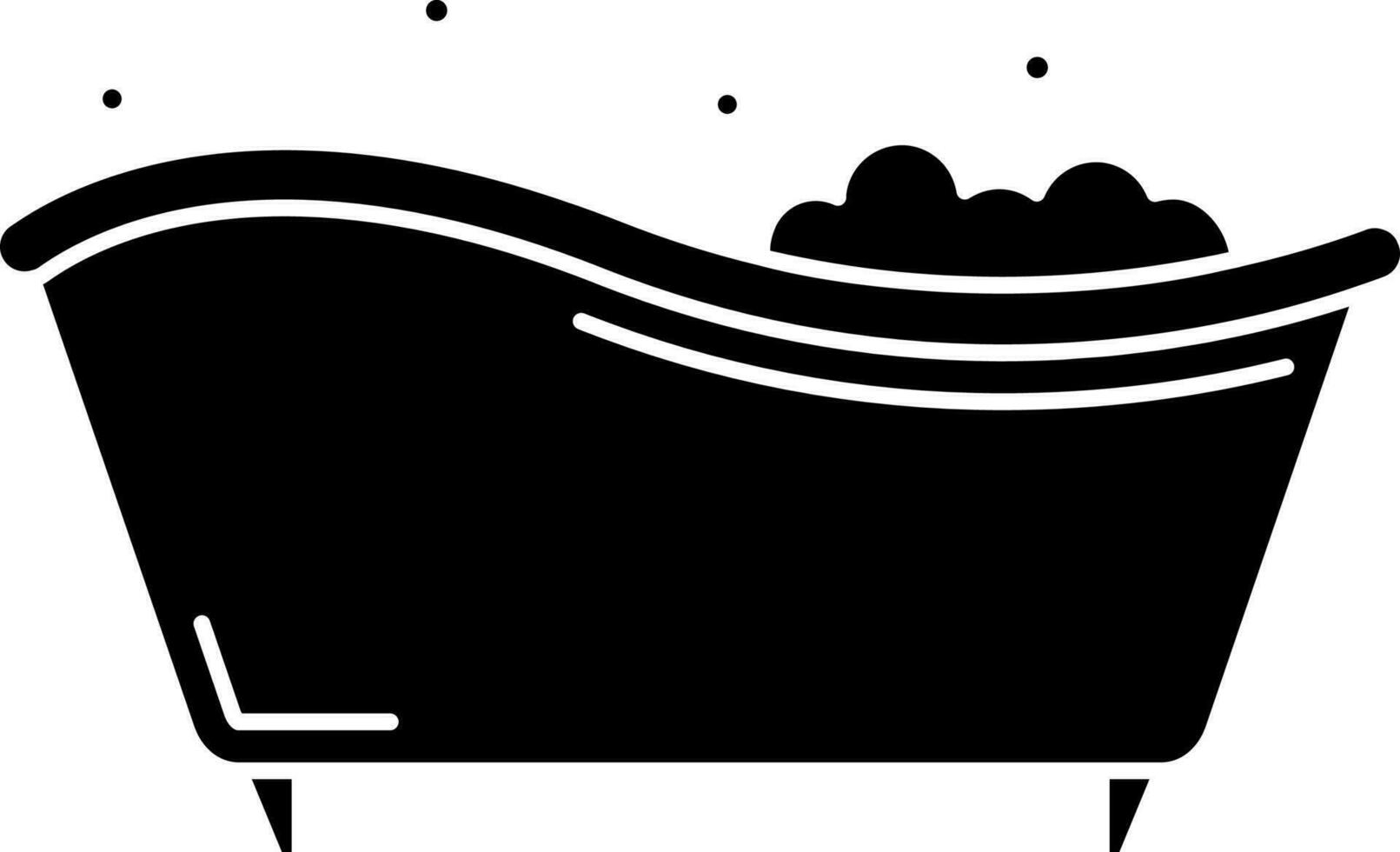 Bathtub Icon Or Symbol In Black and White Color. vector