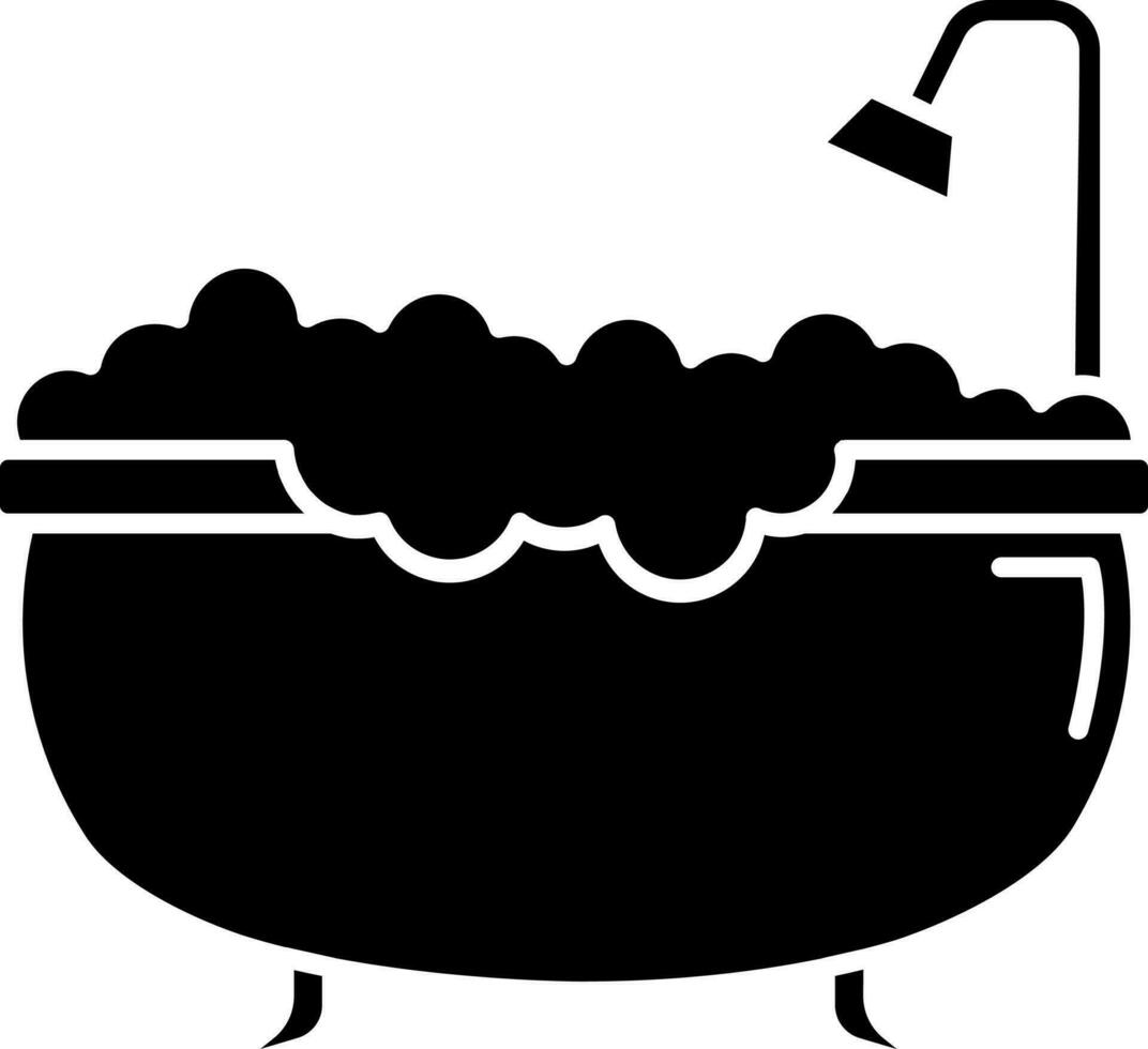 plano estilo bañera icono en negro y blanco color. vector