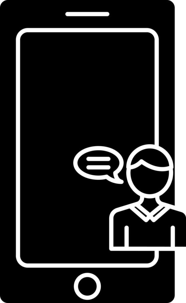 User Chat In Smartphone In Black and White Color. vector