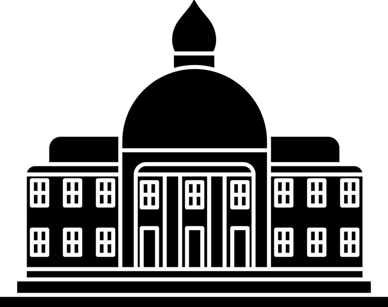 University Building Icon In Black and White Color. vector