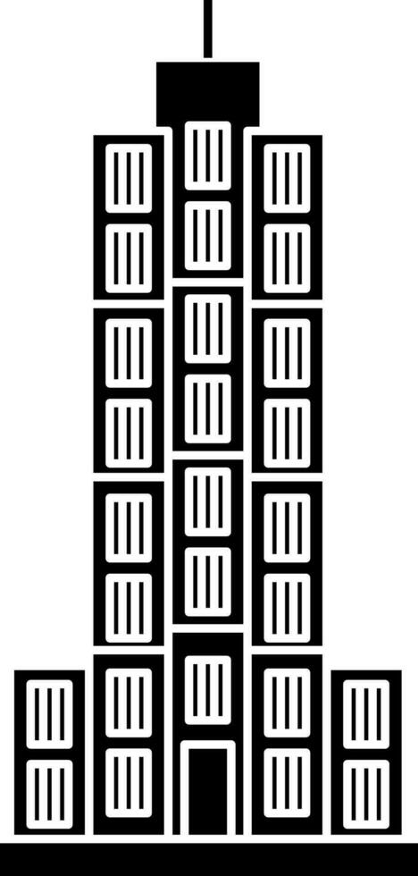 horizonte edificio icono en negro y blanco color. vector