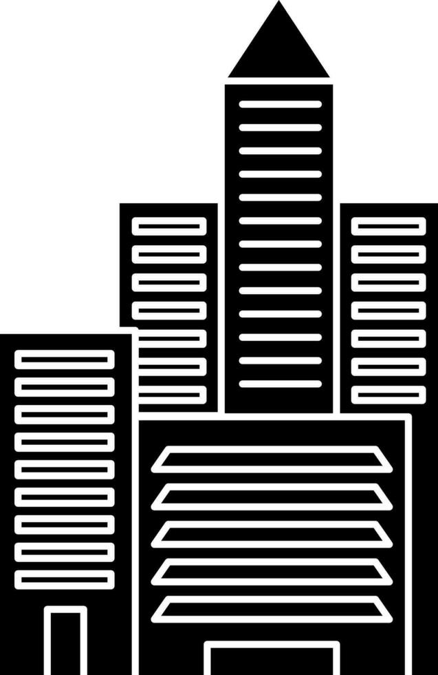 Skyscraper Building Icon In Black and White Color. vector