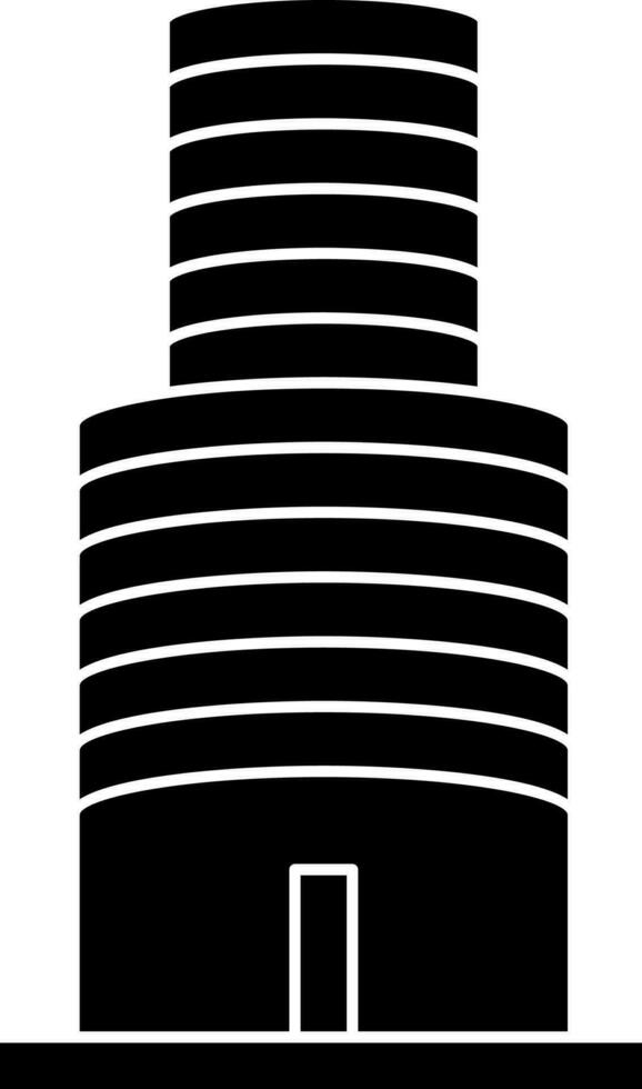 Black and White Color Building Icon In Flat Style. vector