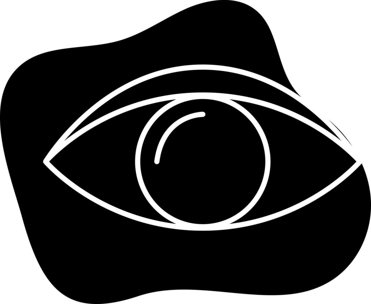 Glyph Style Eye Icon On Black Background. vector