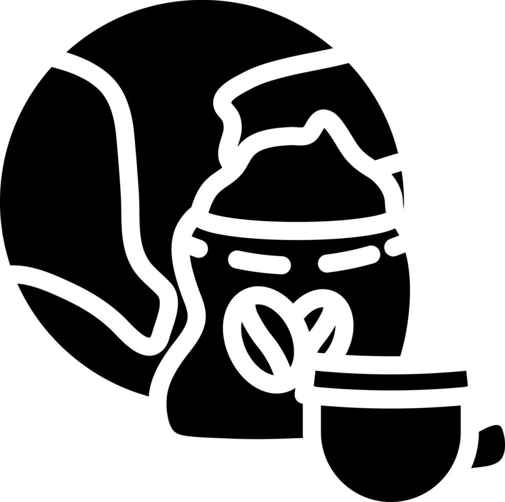 Global With Coffee Sack Icon In Black and White Color. vector