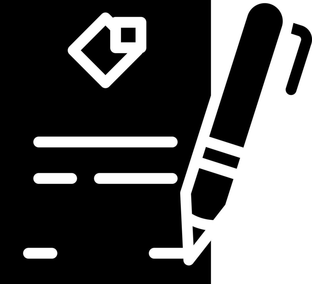 Paper With Pen Icon In Black and White Color.. vector