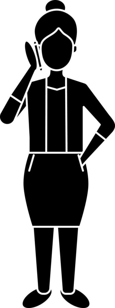 mujer de negocios hablando en teléfono icono en glifo estilo. vector