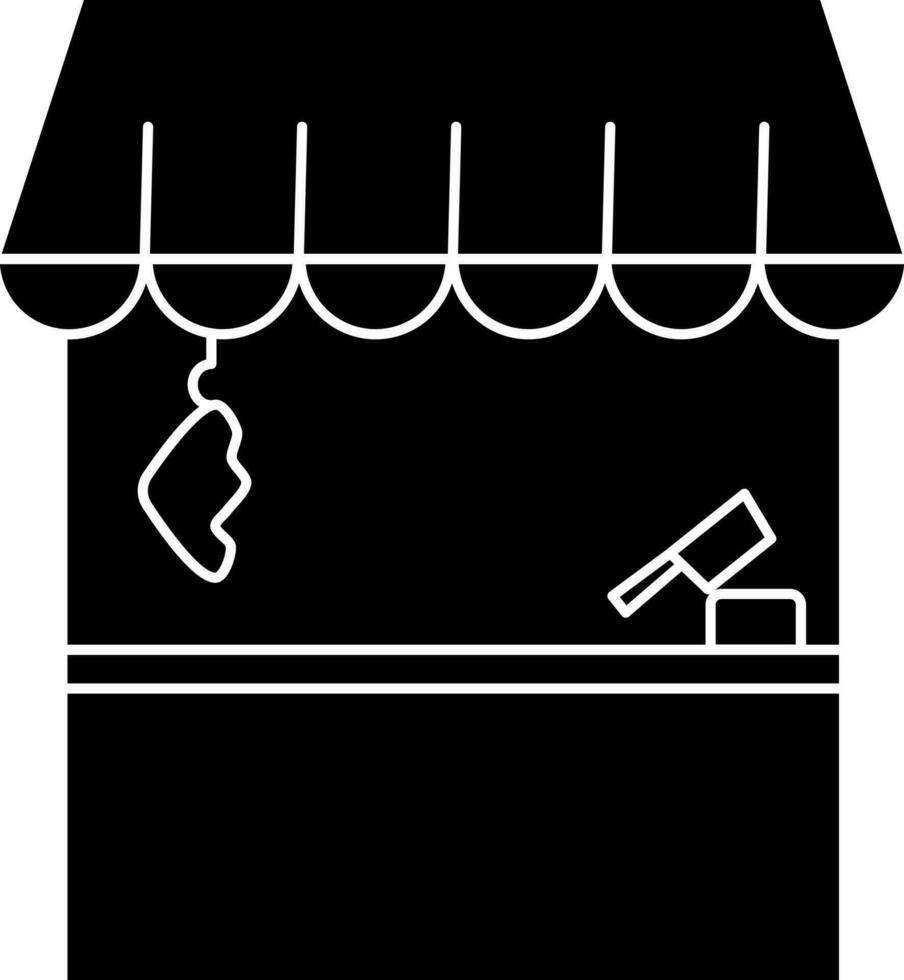 Carnicero tienda icono en negro y blanco color. vector