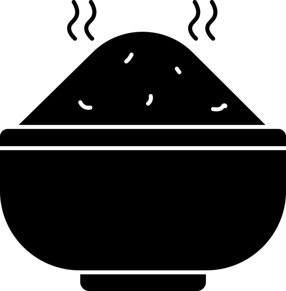 Rice Bowl Icon In Glyph Style. vector