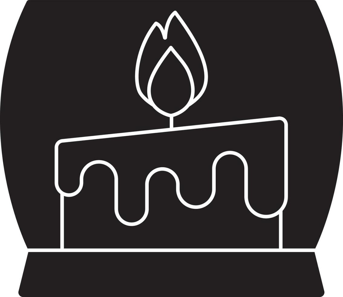 Glyph Style Lit Candle In Glass Icon Or Symbol. vector