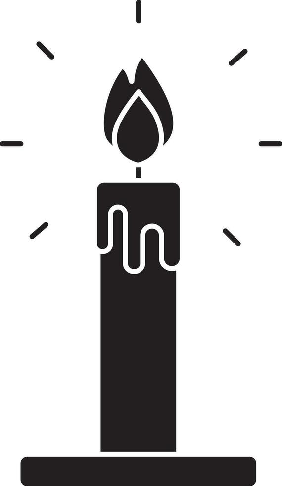 Illustration Of Burning Candle Icon In Black and White Color. vector