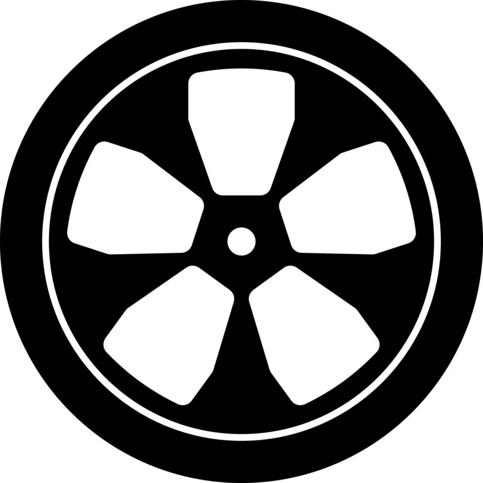 Rim Or Tyre Icon In Black And White Color. vector