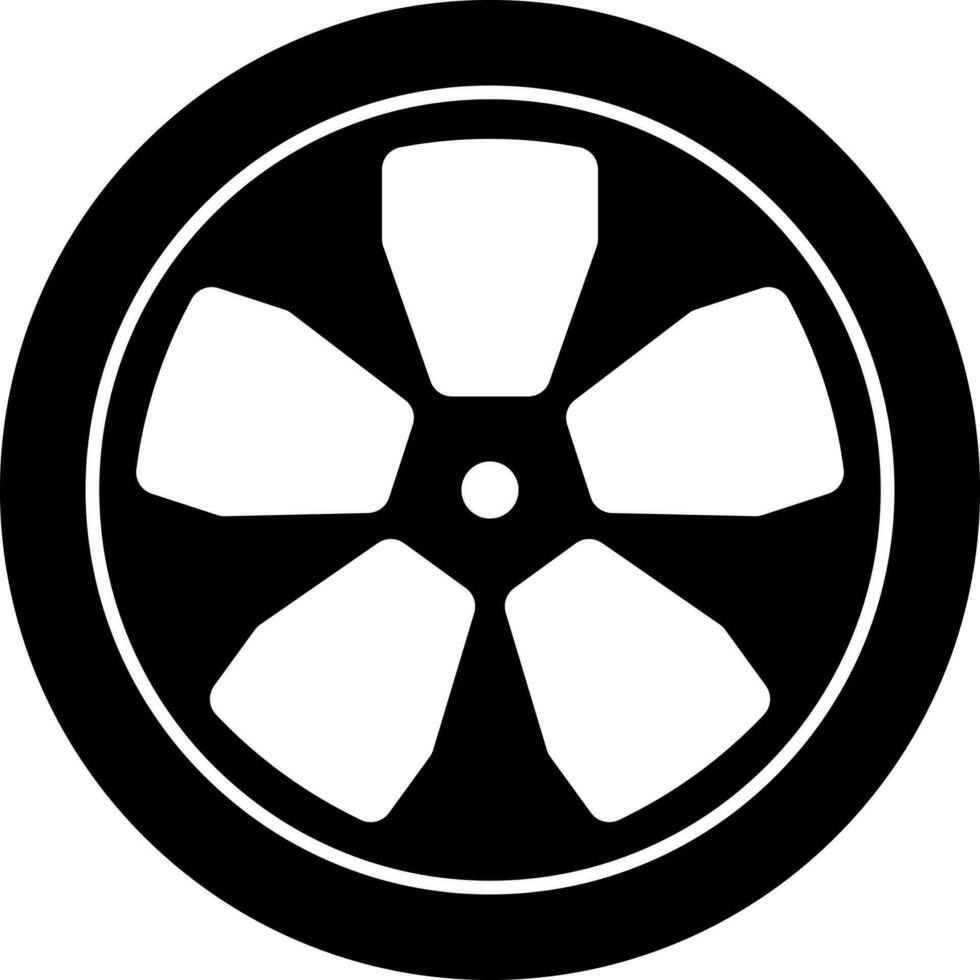 Rim Or Tyre Icon In Black And White Color. vector