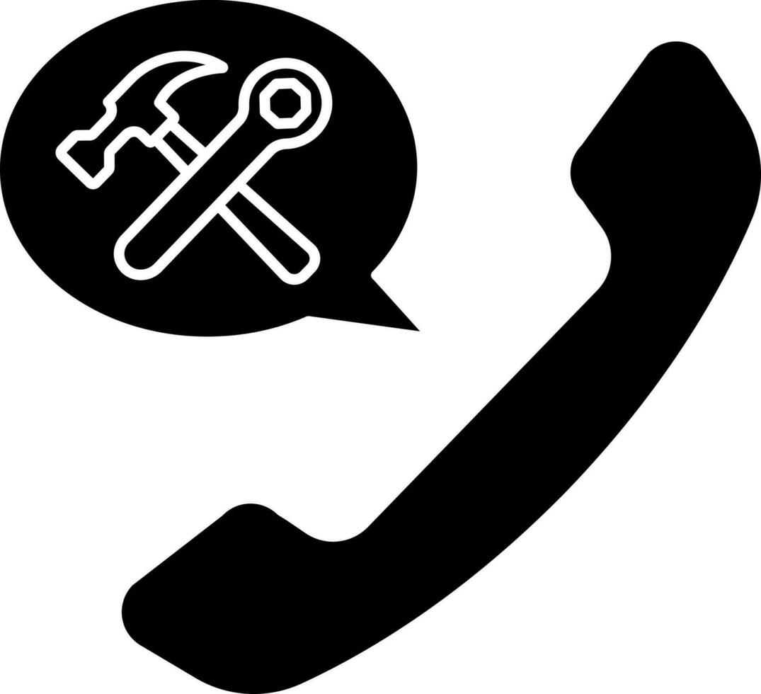 Repairing Or Service Call Glyph Icon. vector