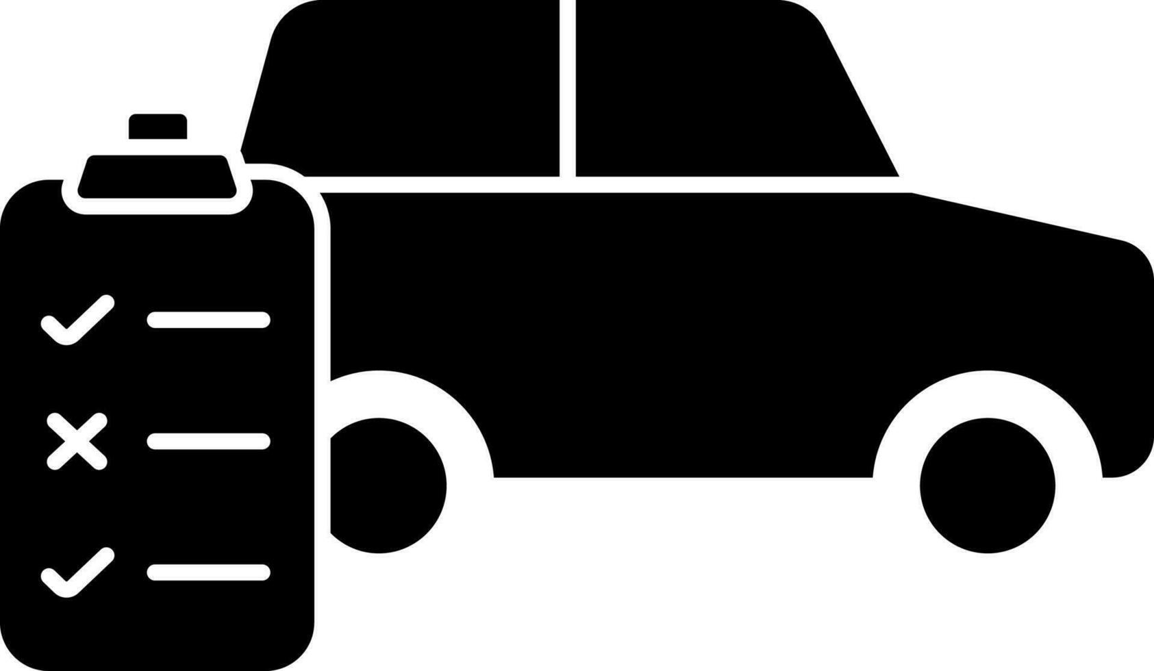 coche Lista de Verificación icono en negro y blanco color. vector