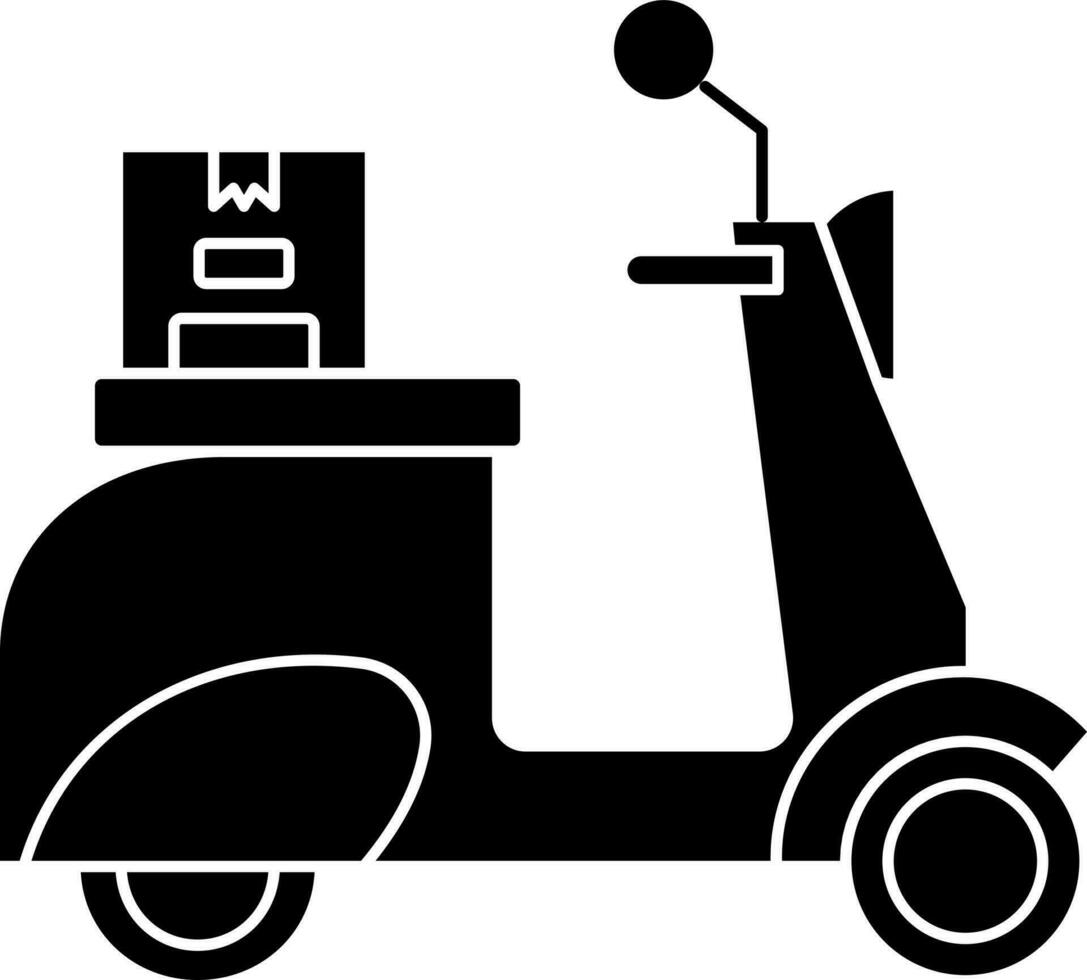 Black And White Motorcycle Delivery Icon Or Symbol. vector