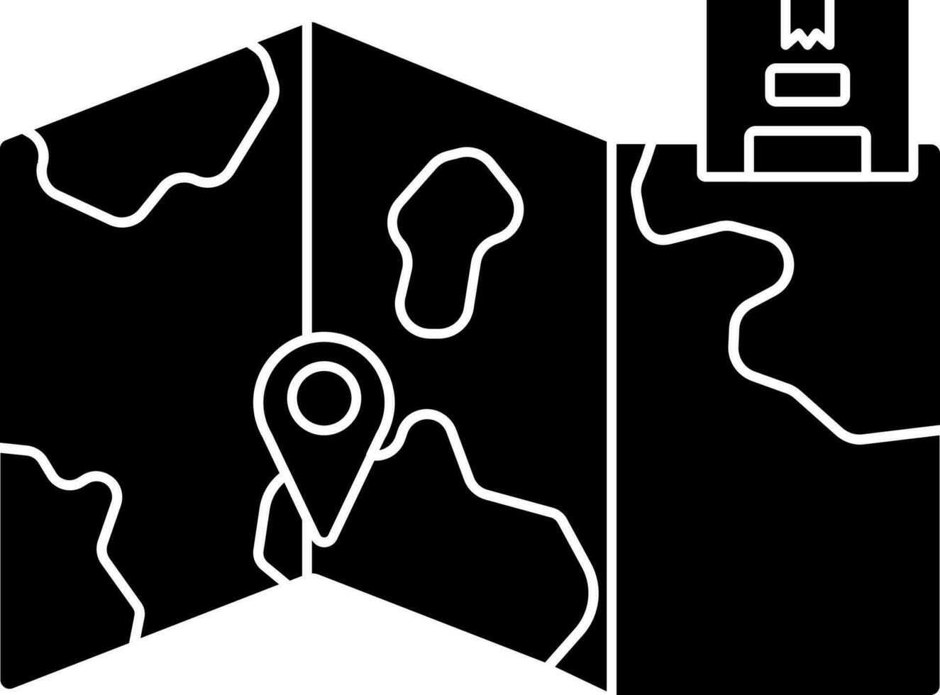 Black And White Parcel Tracking Map Icon. vector