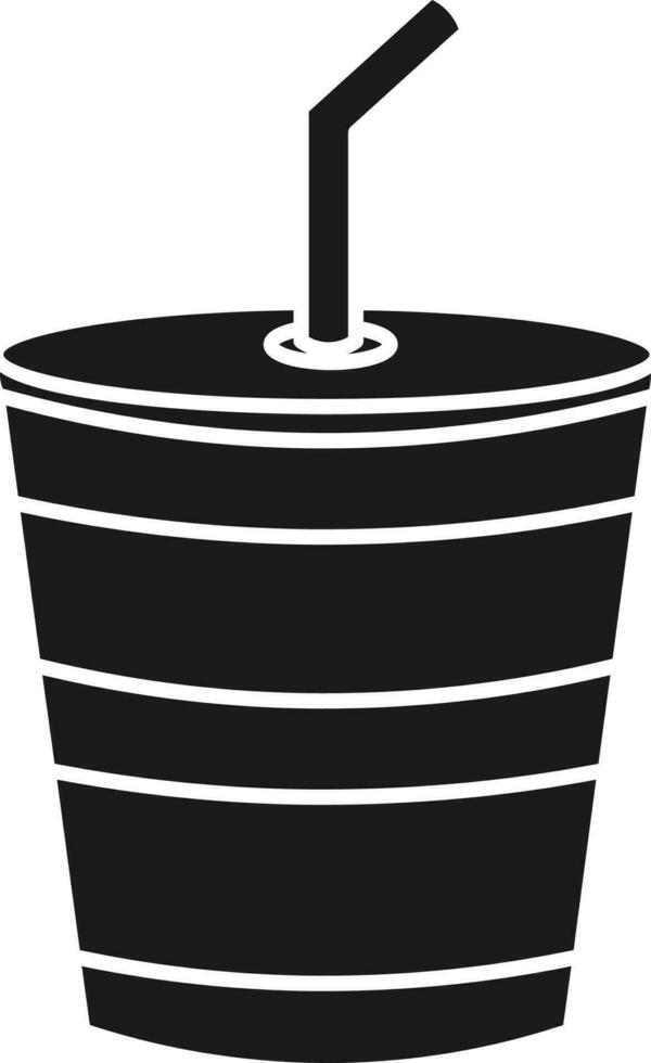 Disposable Cup With Straw Icon In Black and White Color. vector