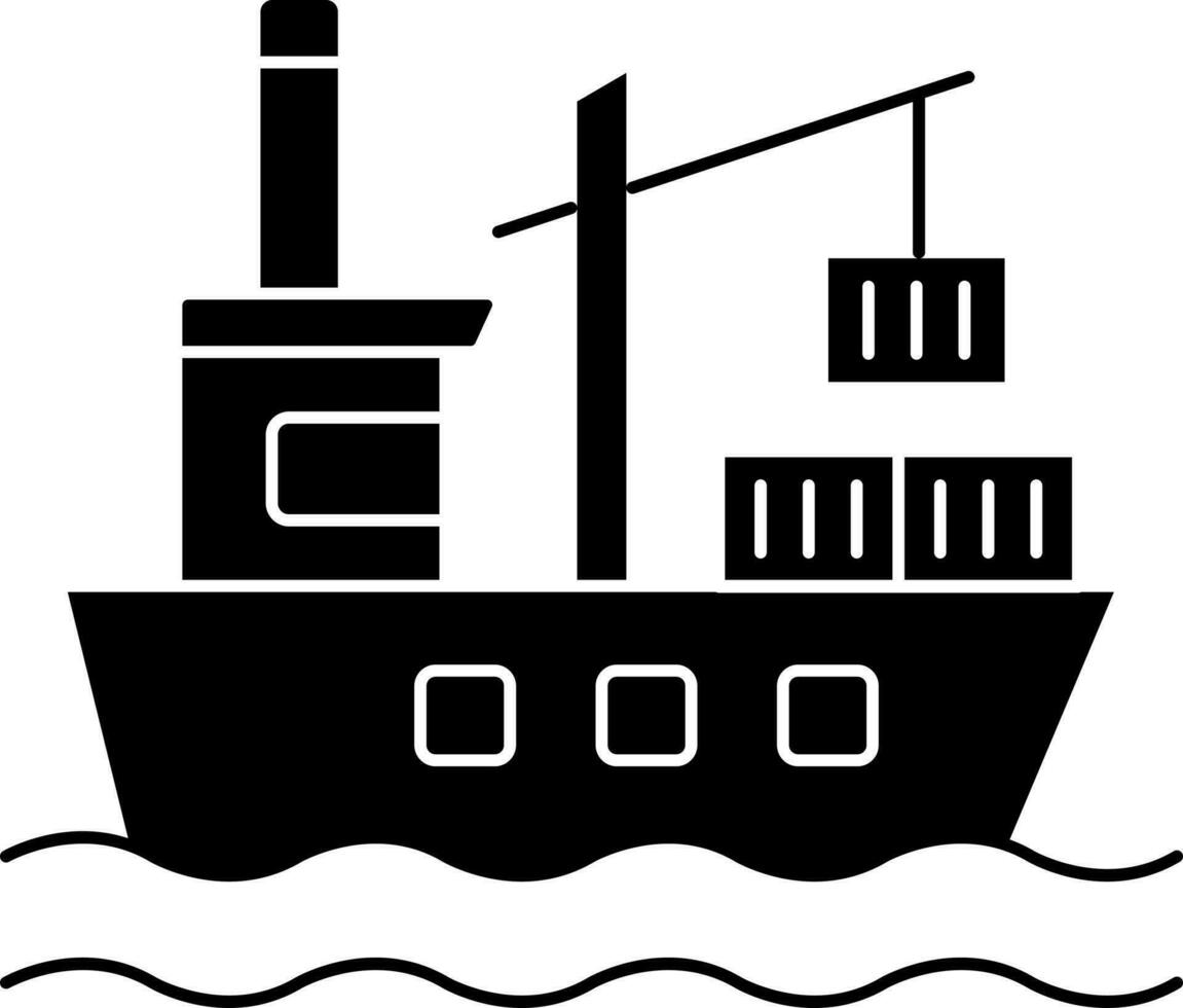 Glyph Style Cargo Ship Icon Or Symbol. vector