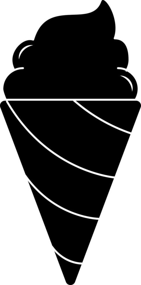 Ice Cream Cone Icon in Glyph Style. vector