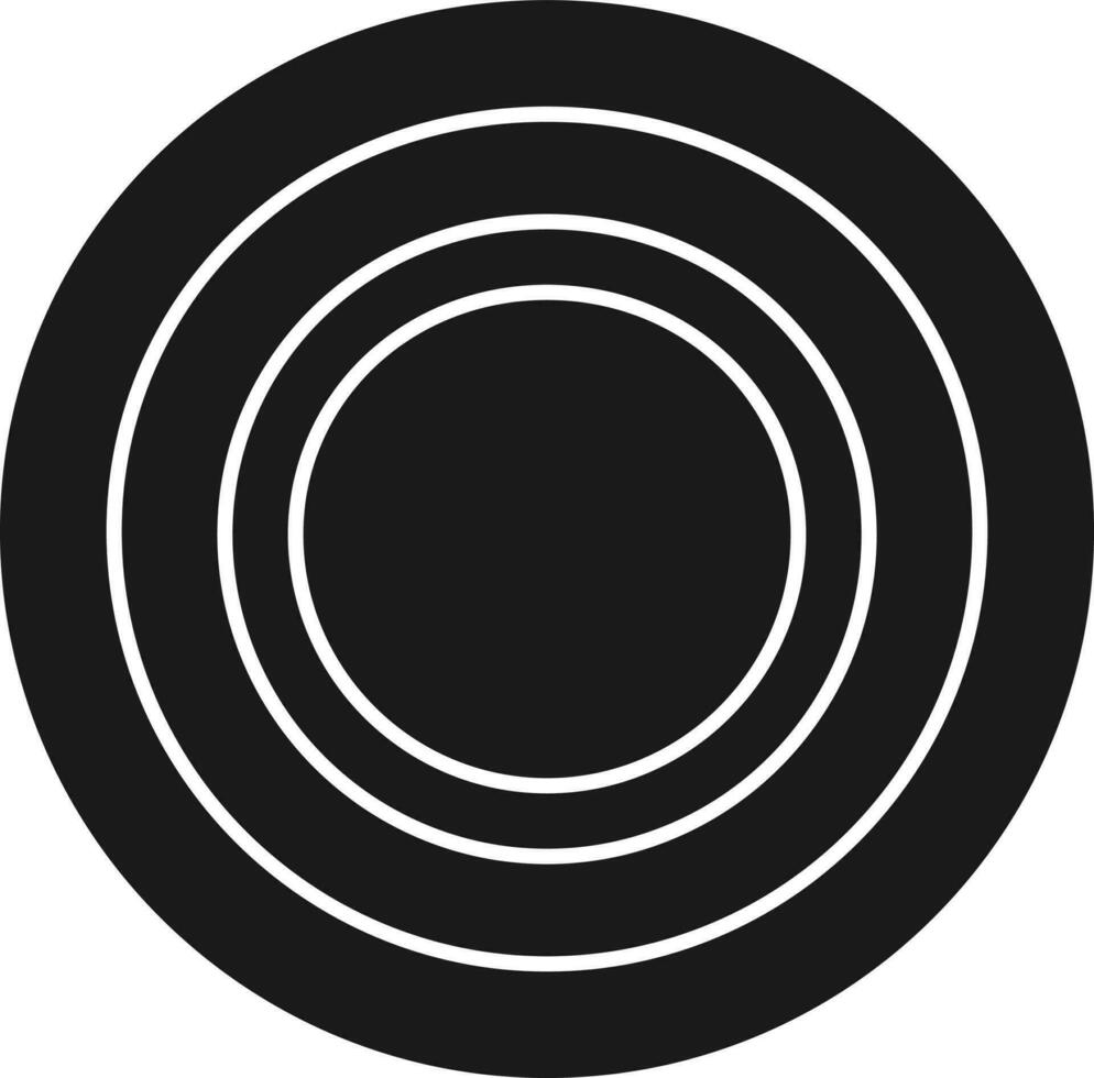 circular anillo icono en negro y blanco color. vector