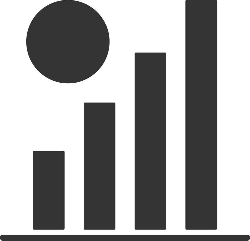 Financial Bar Graph Icon In Black and White Color. vector