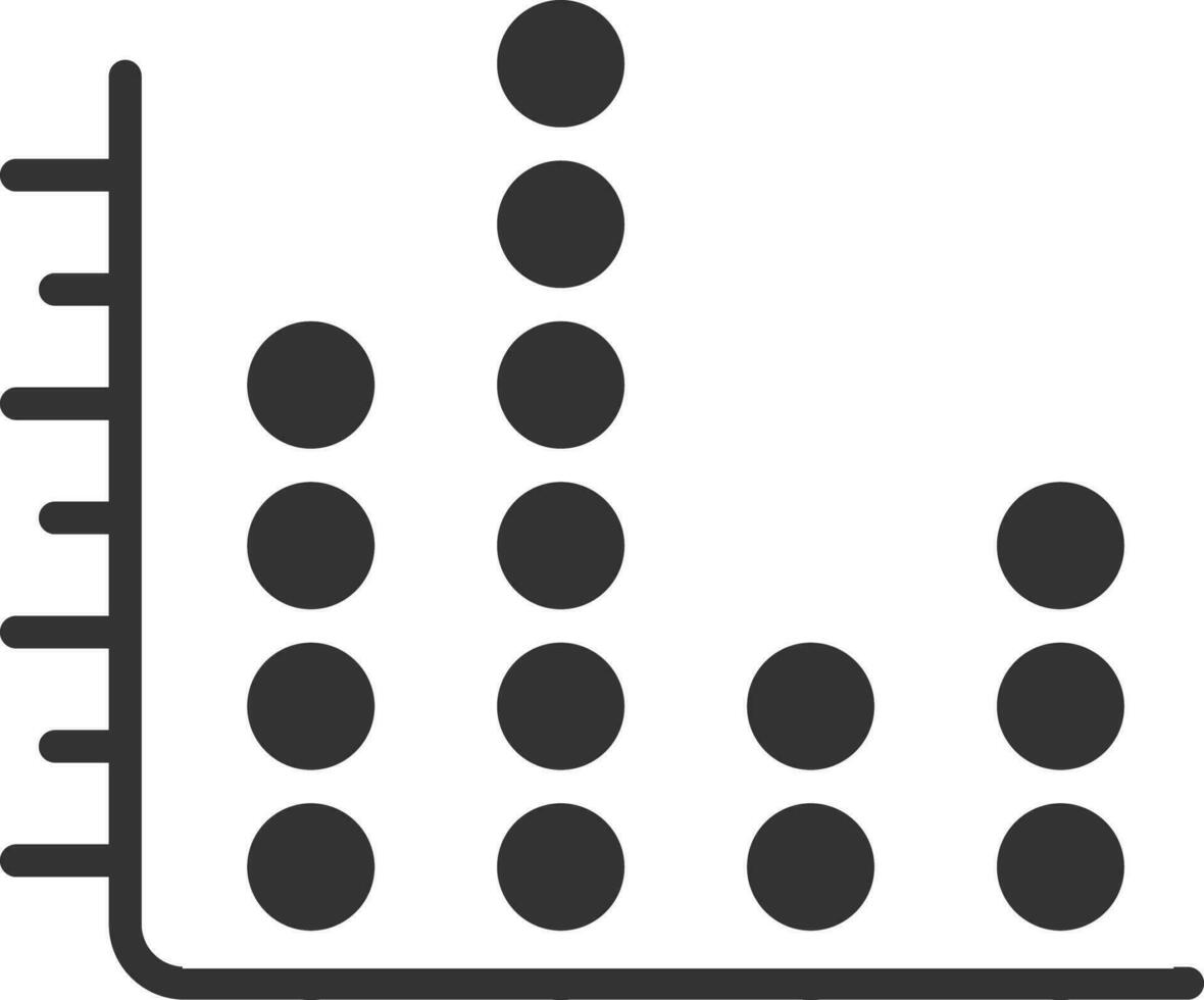 Scatter Plot Graph Icon In Black and White Color. vector