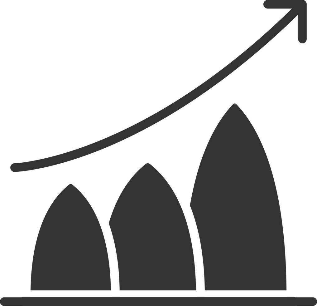 Growth Chart Icon In Black and White Color. vector