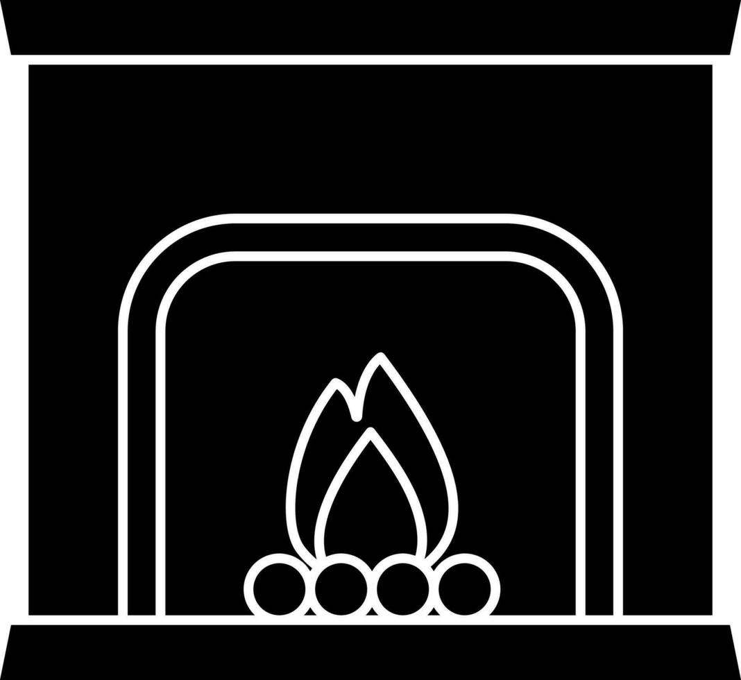 Chimney Or Fireplace Icon In Black And White Color. vector