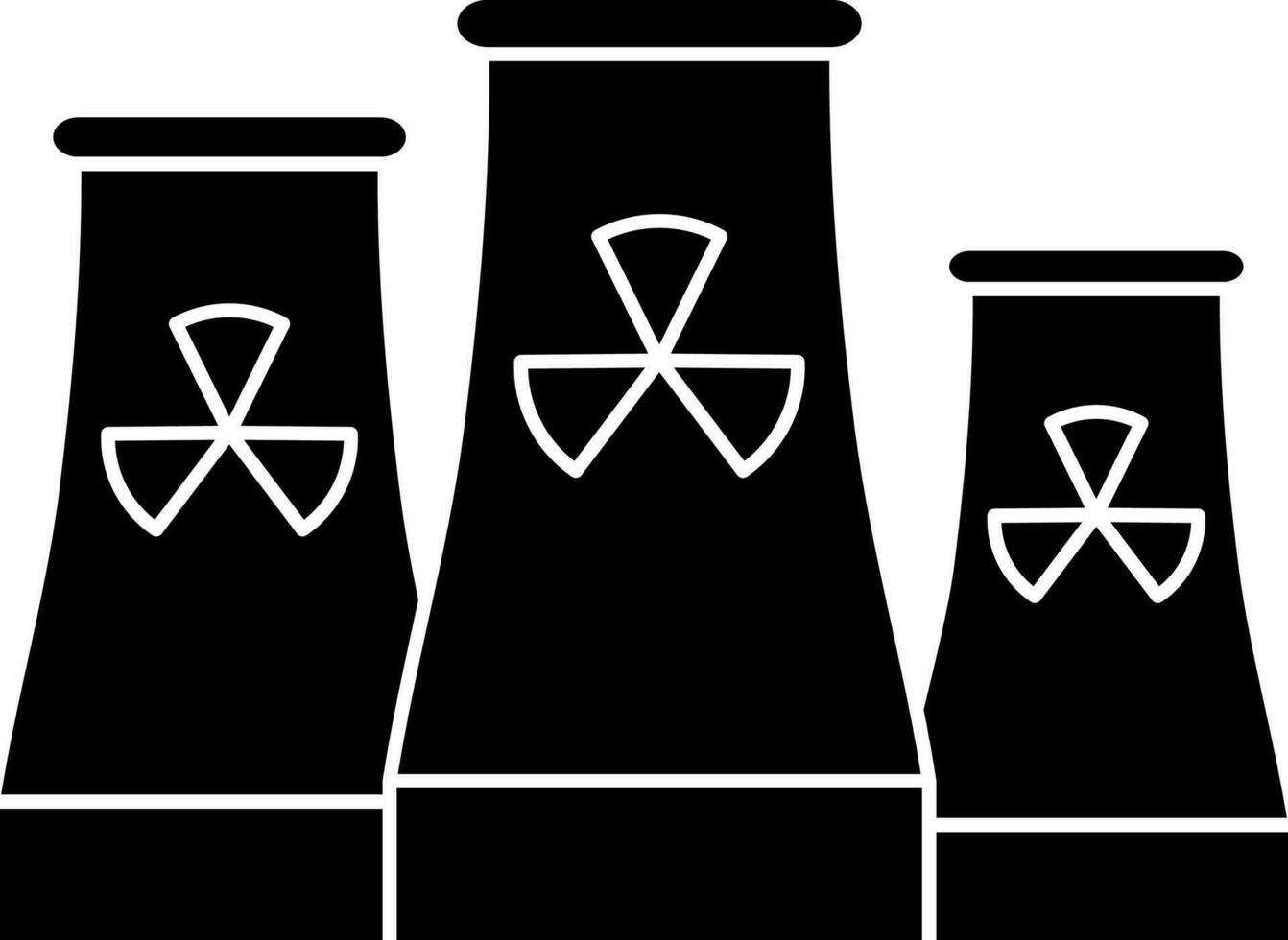 Nuclear Power Plant Icon In Black And White Color. vector