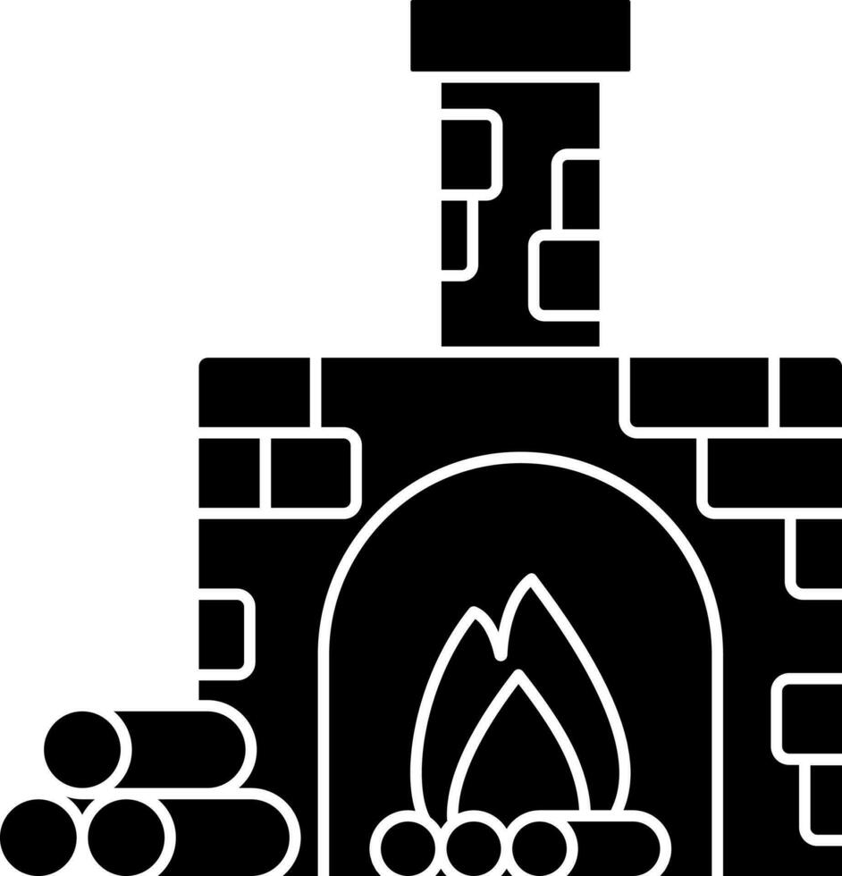 Flat Style Chimney Or Fireplace Icon In Black And White Color. vector