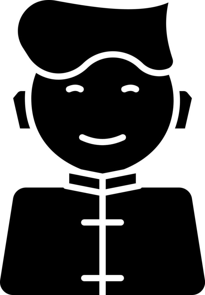 Glyph Style Chinese Man Icon Or Symbol. vector