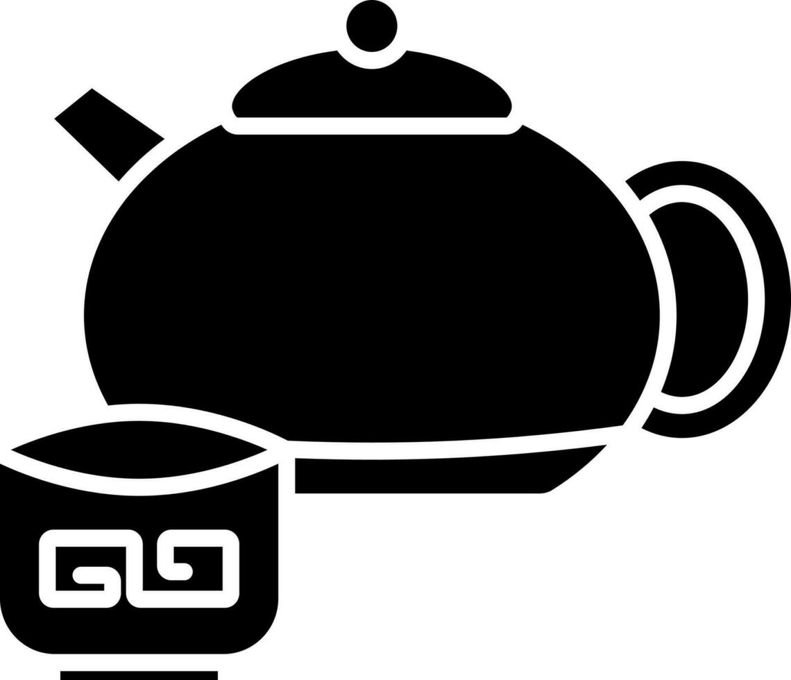 Teapot And Cup Icon In Black And White Color. vector