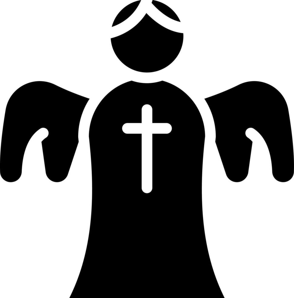 Christian Angel Icon In Glyph Style. vector