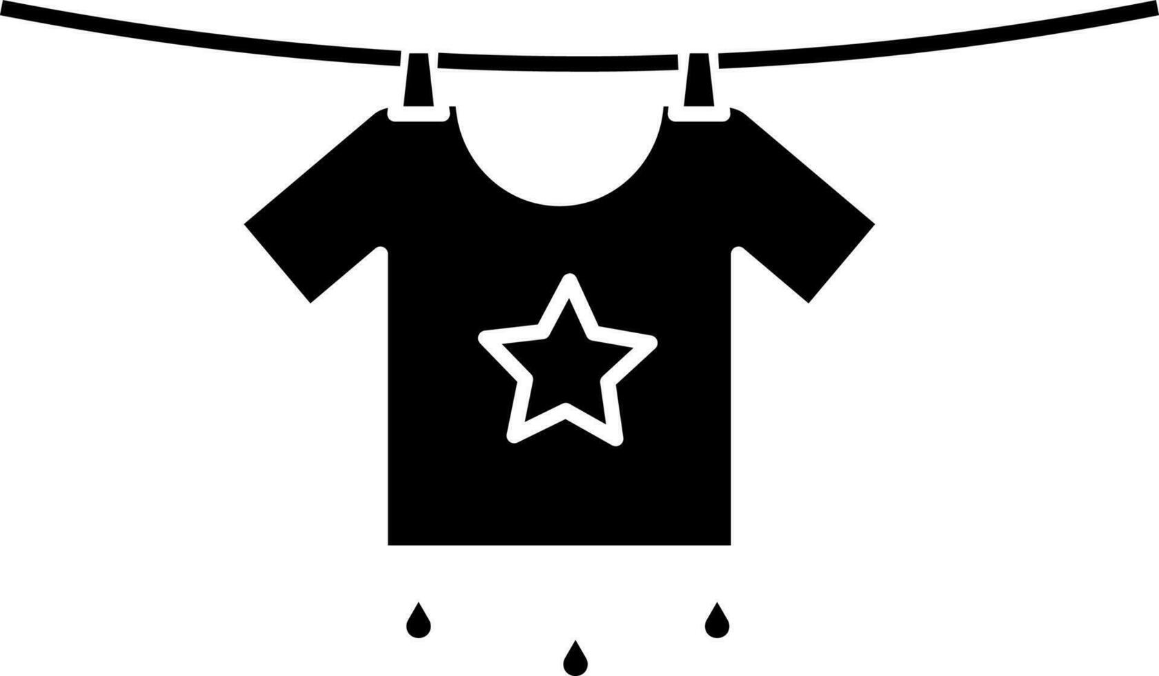 Hanging Wet T-Shirt Icon in Glyph Style. vector