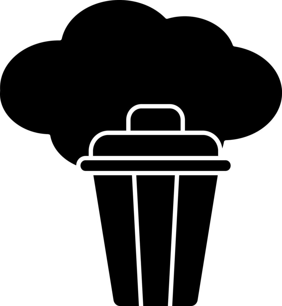 Cloud With Dustbin Icon In Black And White Color. vector