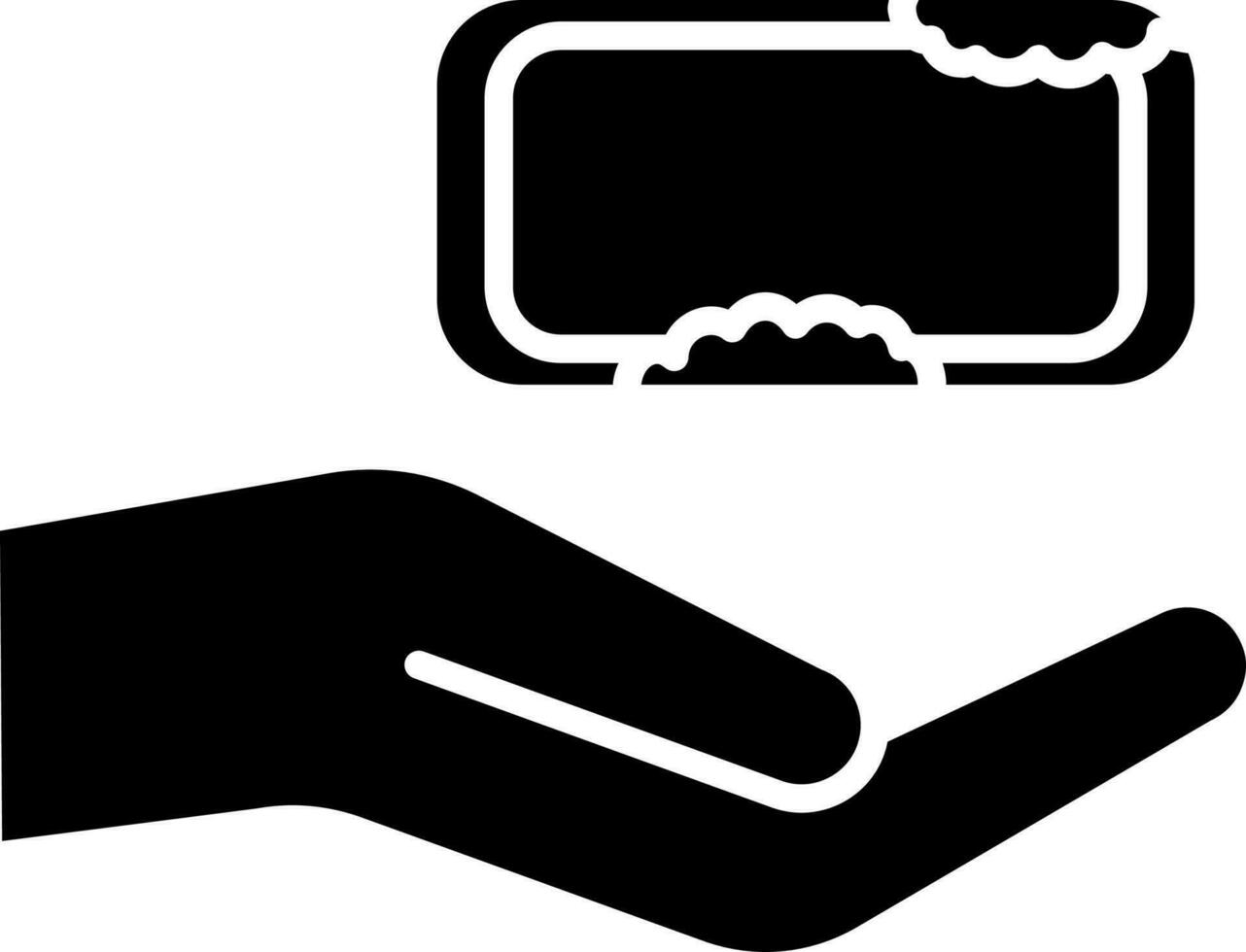 Glyph Illustration Of Hand With Soap Icon. vector