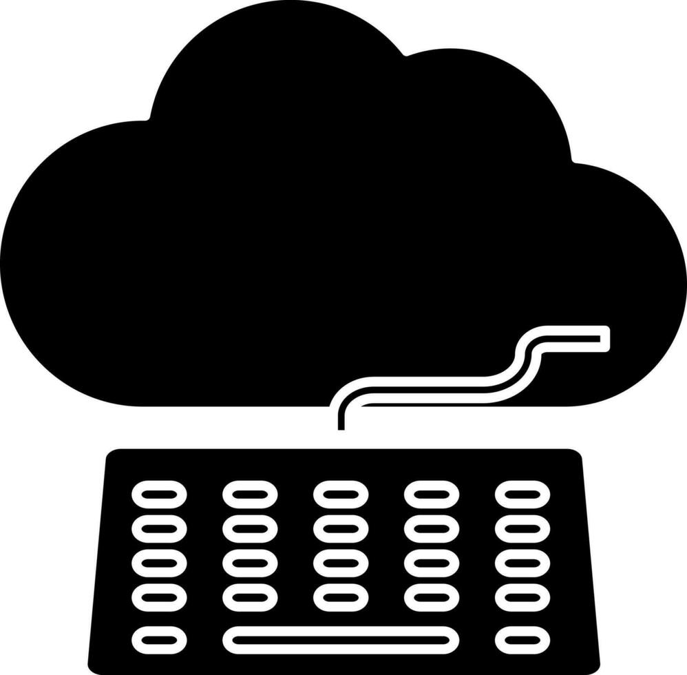 Isolated Cloud With Keyboard Icon In Black and White Color. vector