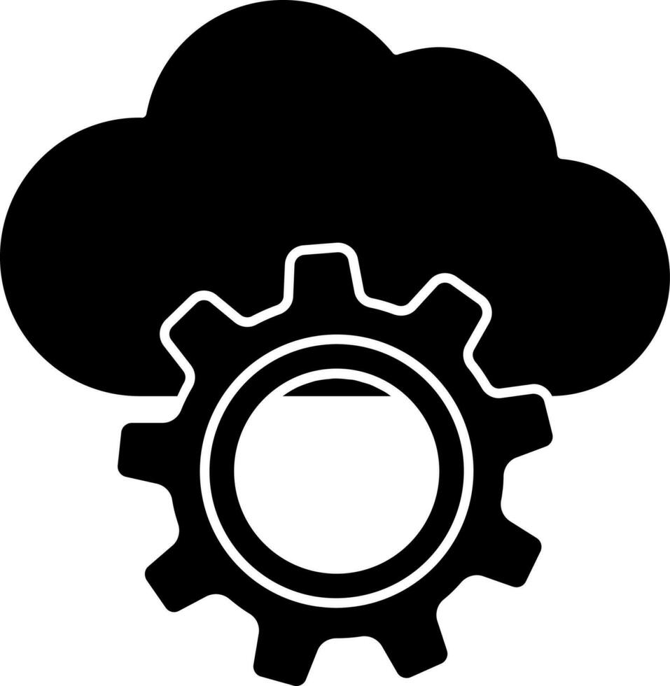 Cloud Setting Icon Or Symbol In Black and White Color. vector