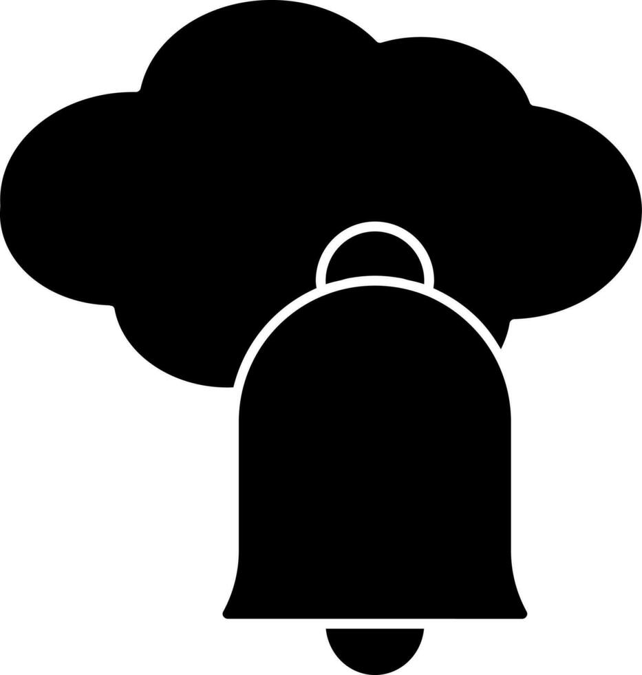 Glyph Style Cloud With Bell Icon Or Symbol. vector