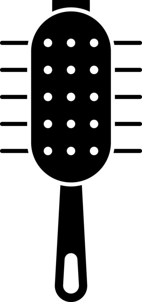 Isolated Black and White Hair Round Brush Icon. vector