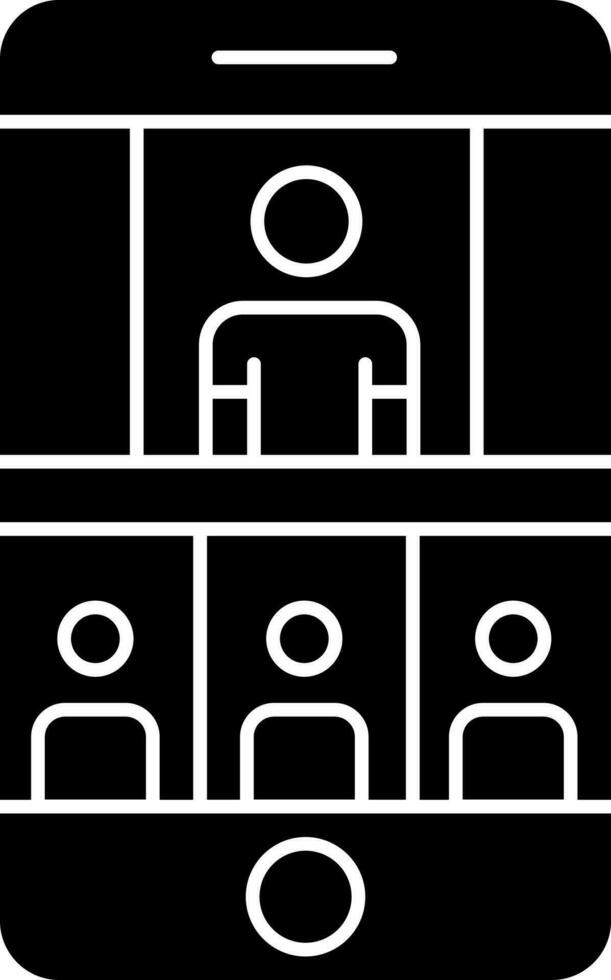 Black and White Color Video Conference call In Smartphone Icon. vector
