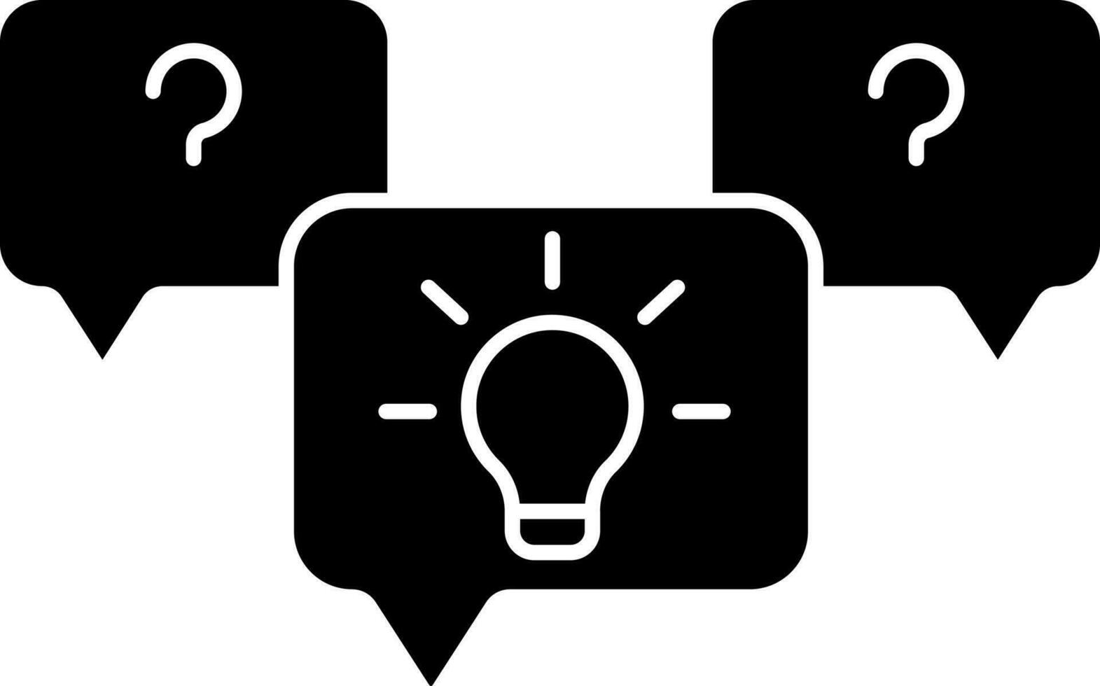 Chat Question Mark With Idea Chatting Icon In Black and White Color. vector