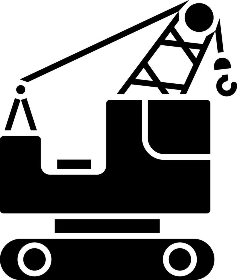 Crawler Crane Icon In Black and White Color. vector