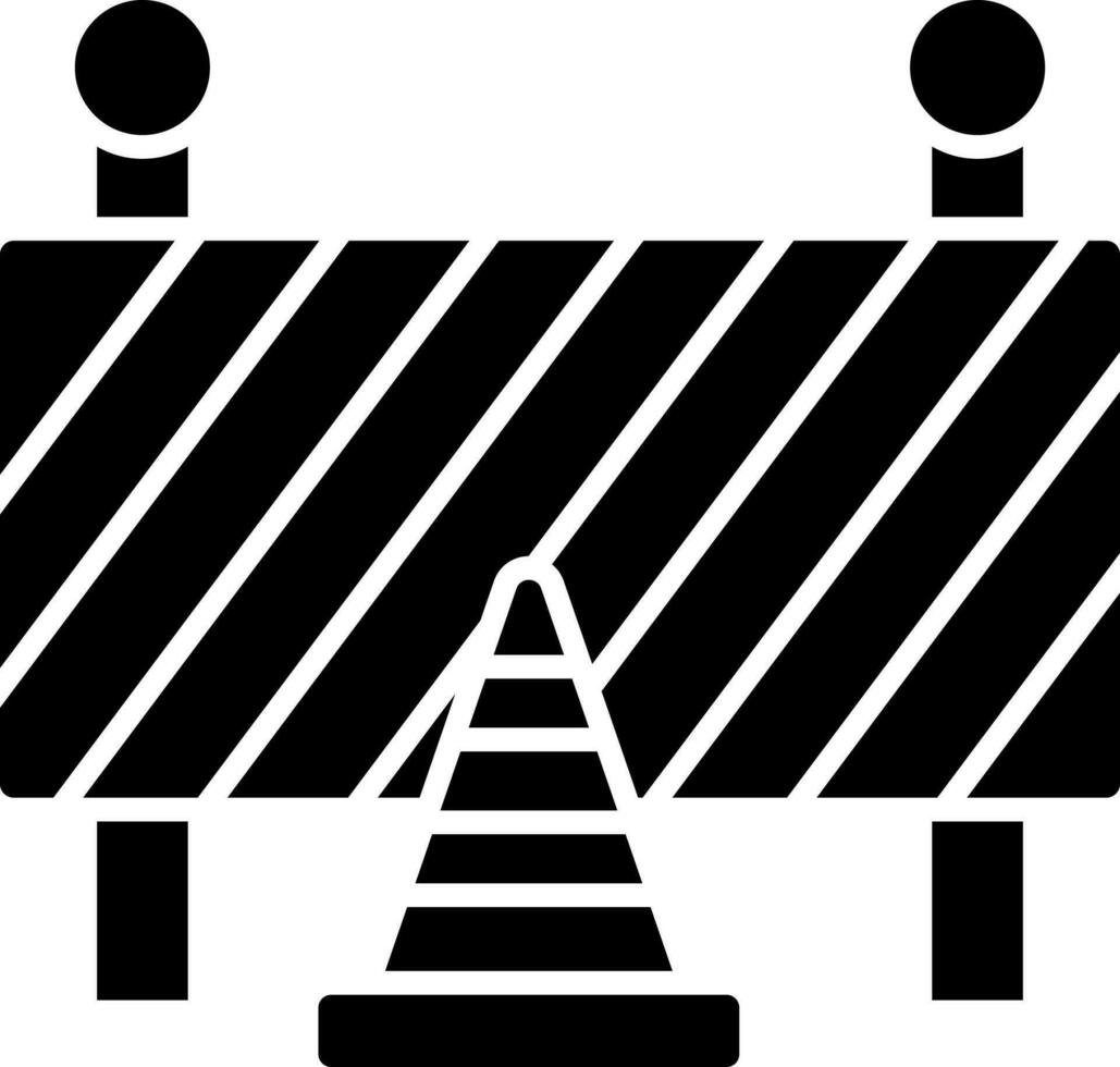 Traffic Cones And Barriers Icon In Black and White Color. vector