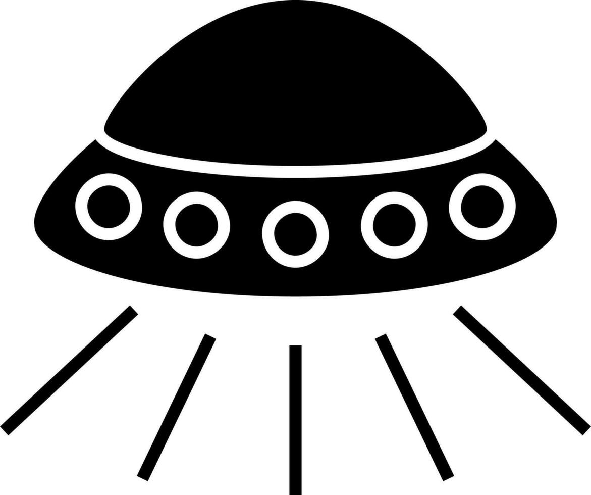 Flat Style UFO Icon In Black and White Color. vector