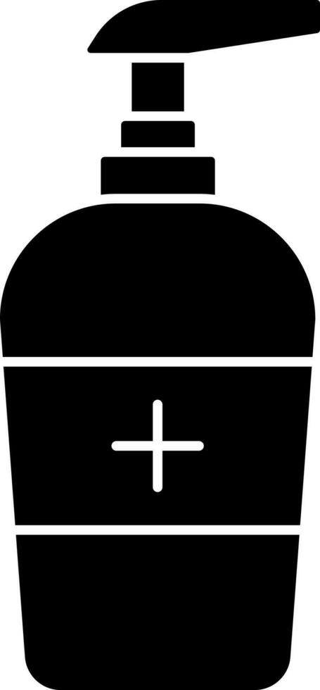 Handwash Bottle Icon In Black And White Color. vector
