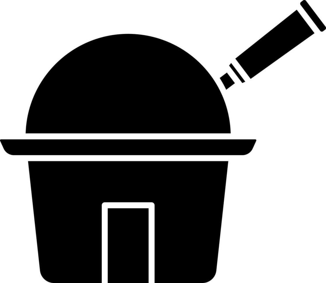 Observatory Icon In Black and White Color. vector
